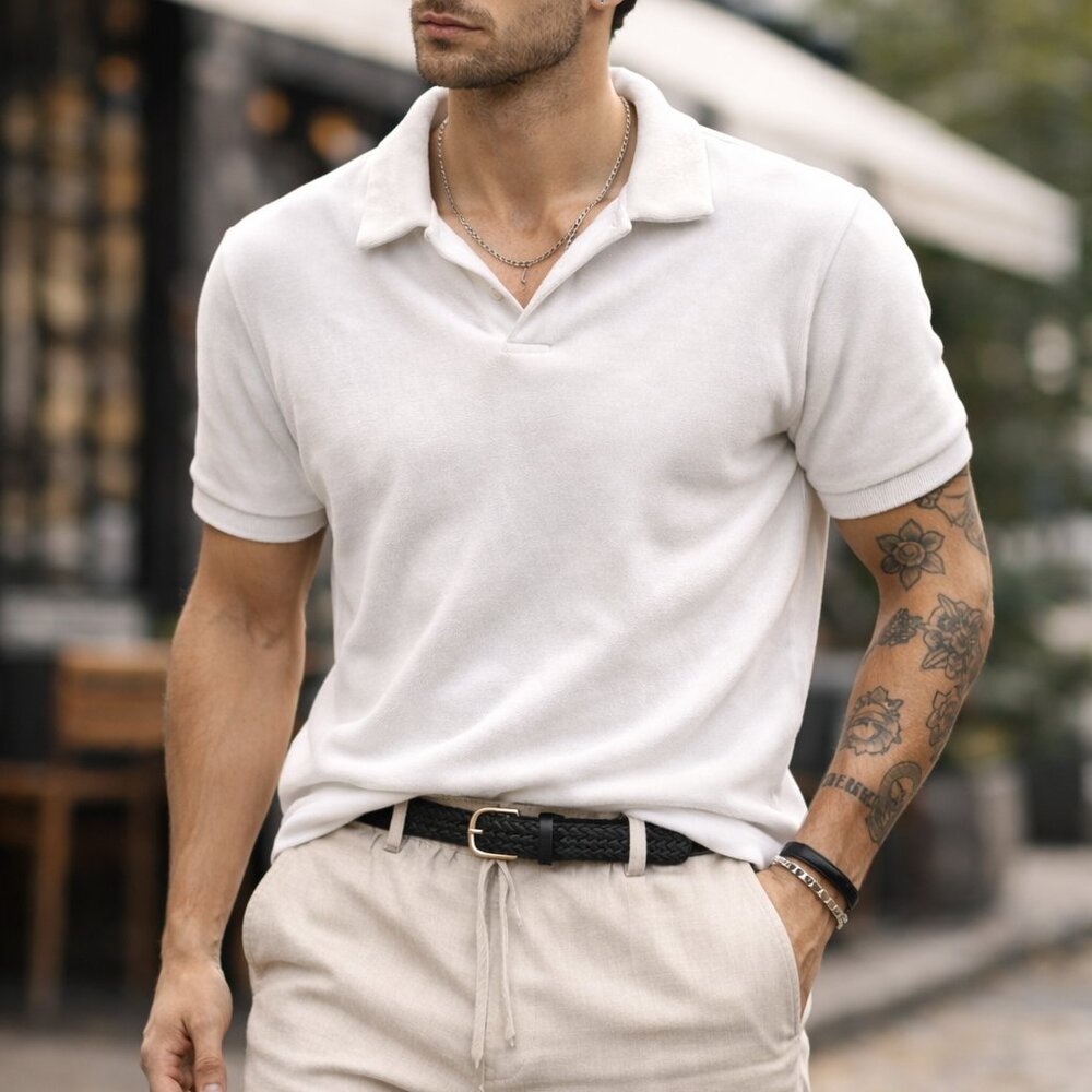 SMOG Mens Velour Slim Fit Polo Shirt    KJ0717B